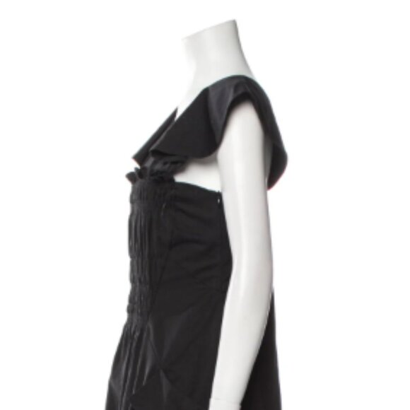 CARVEN Square Neckline Black Dress with Pockets Ruffle Size 36 / US 4 / S - Picture 3 of 4